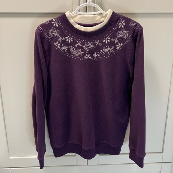 Tops - Vintage TRADITION Purple Embroidered Neckline Fleece Sweatshirt Size S (6-8)
